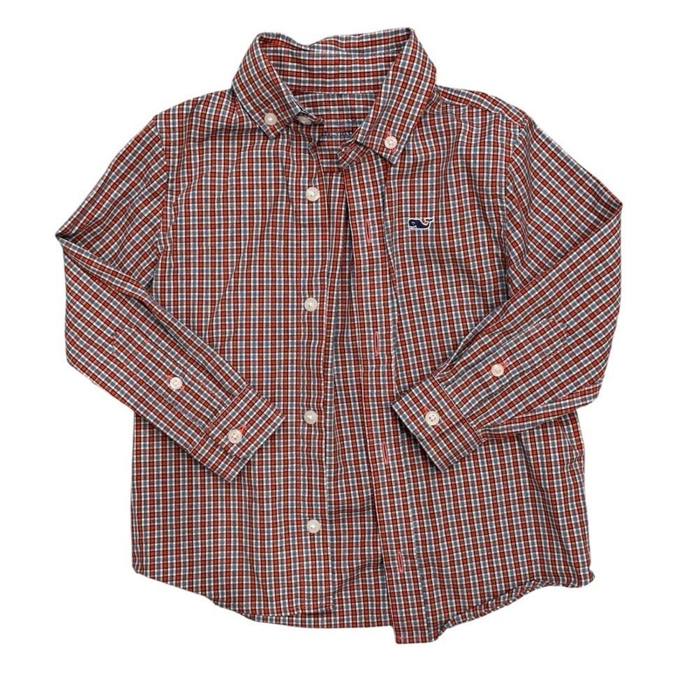 Vineyard Vines Boy’s Tattersall Christmas Plaid Holiday Button Collared Shirt
